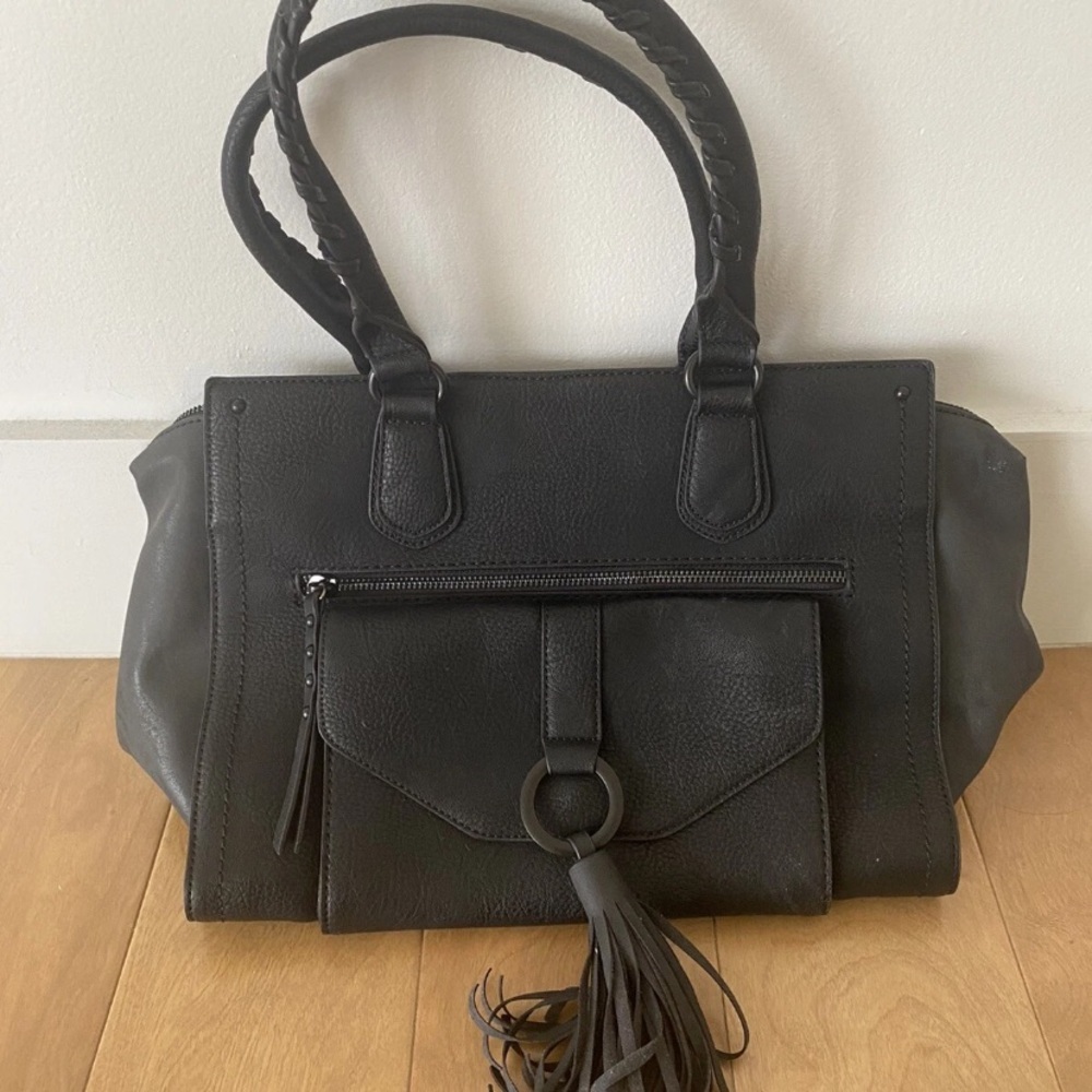 Apt. 9 Dark Gray Shoulder Bag with Ring Tassel